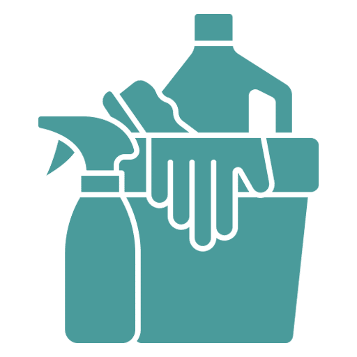 icona con prodotti e strumenti per la pulizia degli ambienti